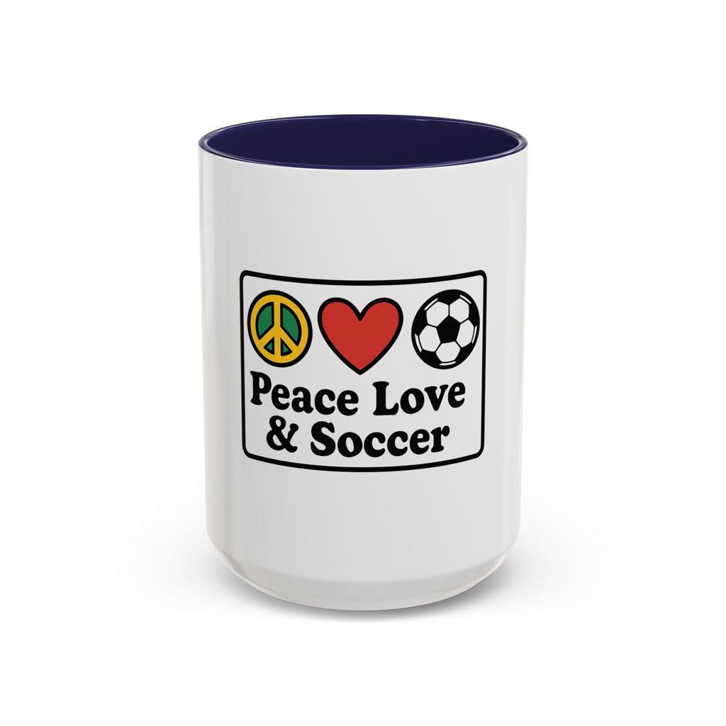 Peace Love & Soccer Coffee Mug - Fun Soccer Gift for Fans