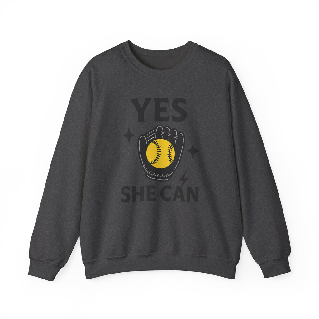 Yes, She Can Softball Sweatshirt, Unisex Crewneck
