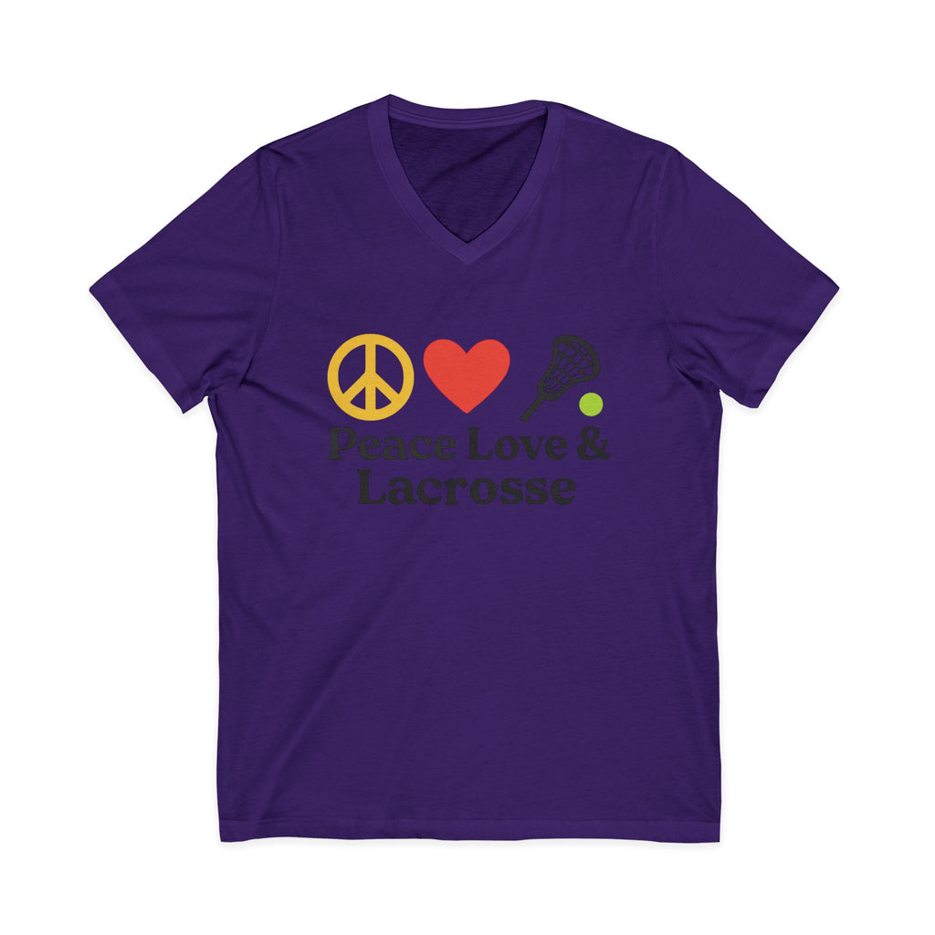 Peace Love & Lacrosse V-Neck Tee