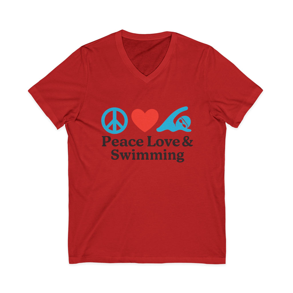 Peace Love & Swimming V-Neck Tee