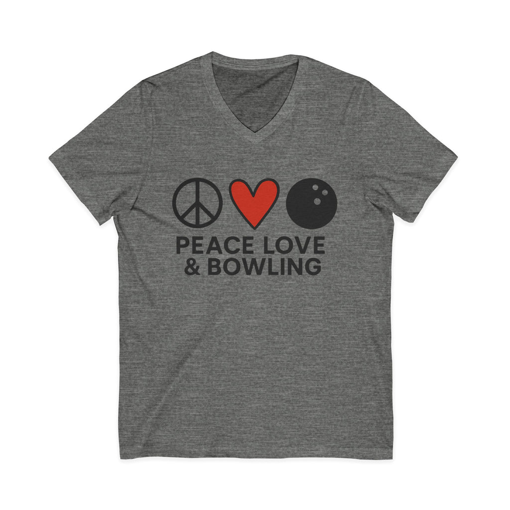 Peace, Love & Bowling V-Neck Tee