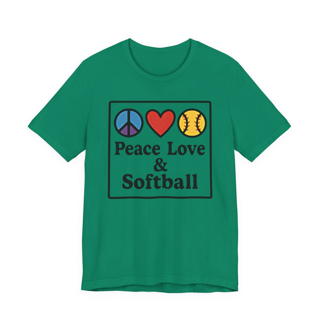 Peace Love & Softball Tee - Unisex Jersey Short Sleeve Shirt