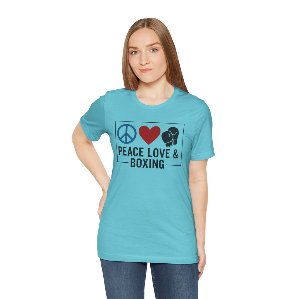 Unisex Jersey Short Sleeve Tee - Peace Love & Boxing T-Shirt