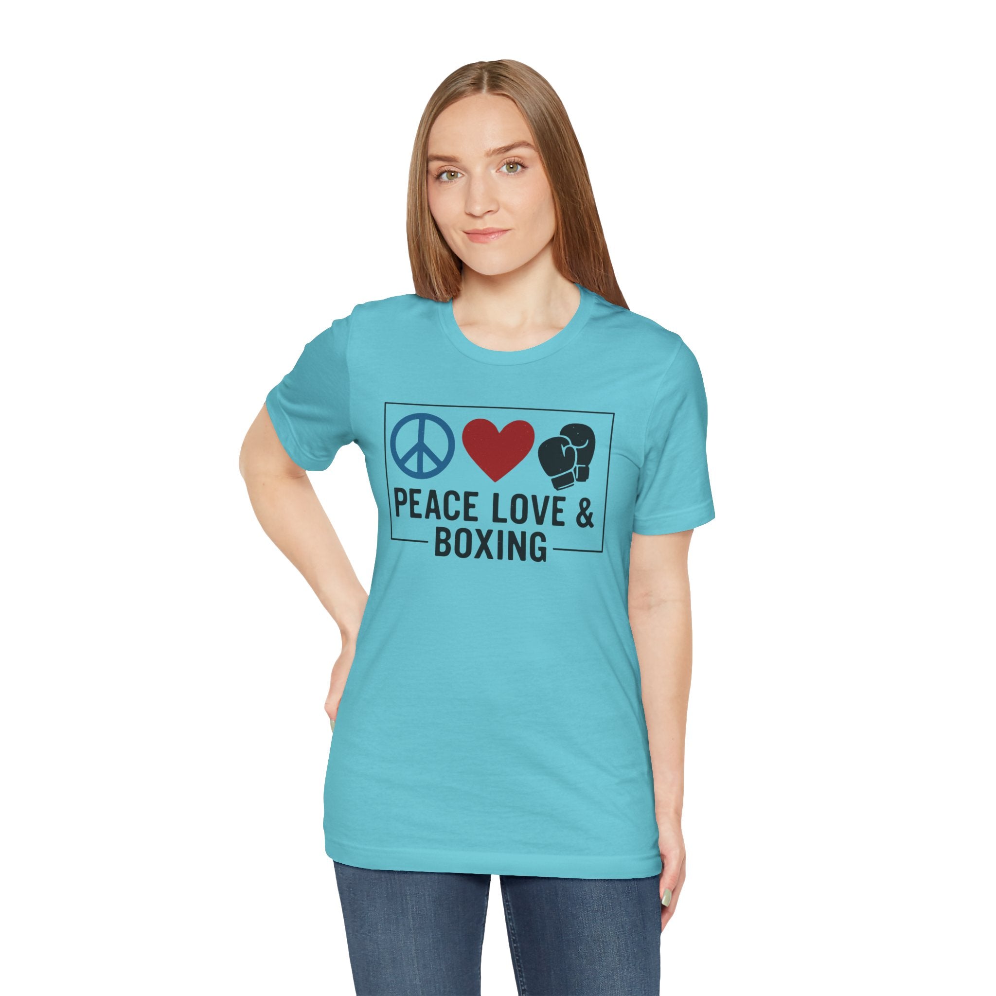 Unisex Jersey Short Sleeve Tee - Peace Love & Boxing T-Shirt