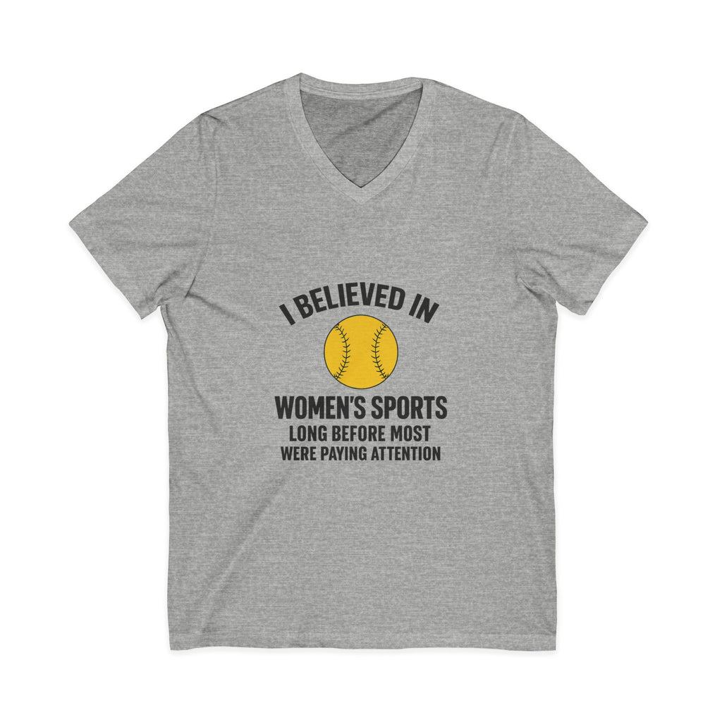 Women’s Sports V-Neck Tee – I Believed in Women’s Sports