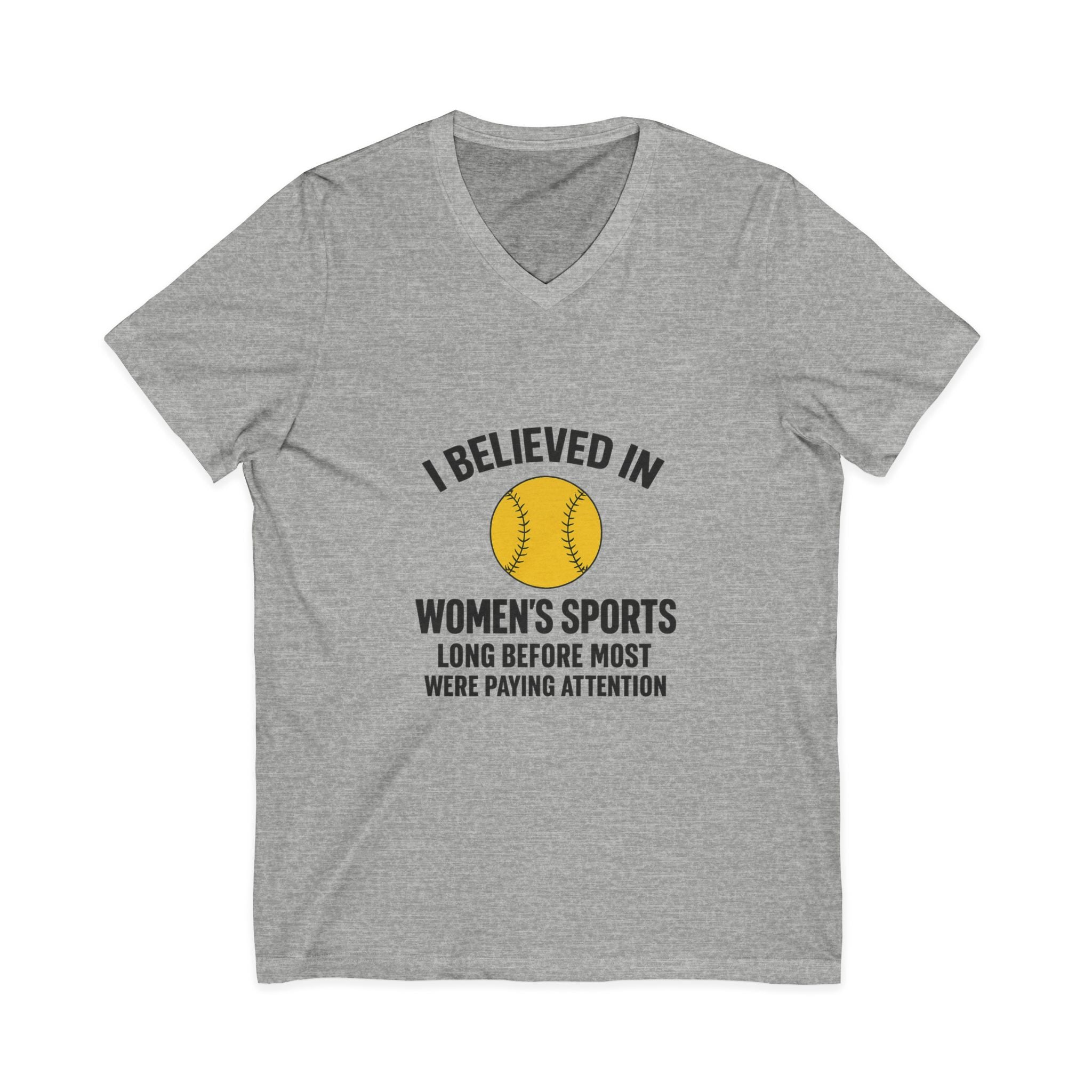 Women’s Sports V-Neck Tee – I Believed in Women’s Sports