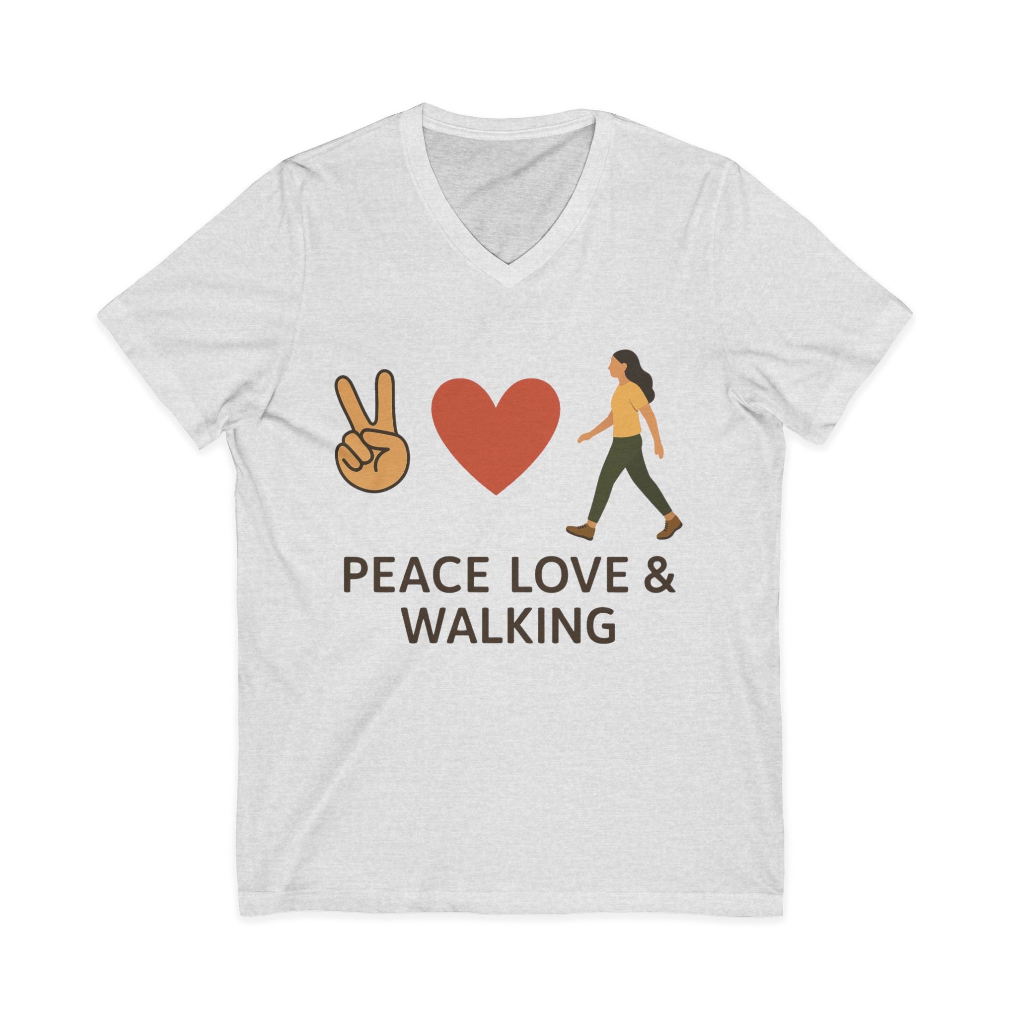 Peace, Love & Walking V-Neck Tee