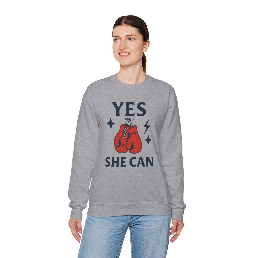 Yes, She Can Boxing Sweatshirt, Unisex Crewneck