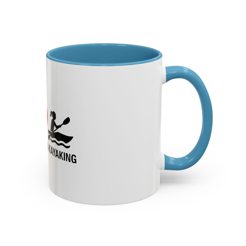 Peace Love & Kayaking Accent Coffee Mug — Kayaker Gift, 11/15oz