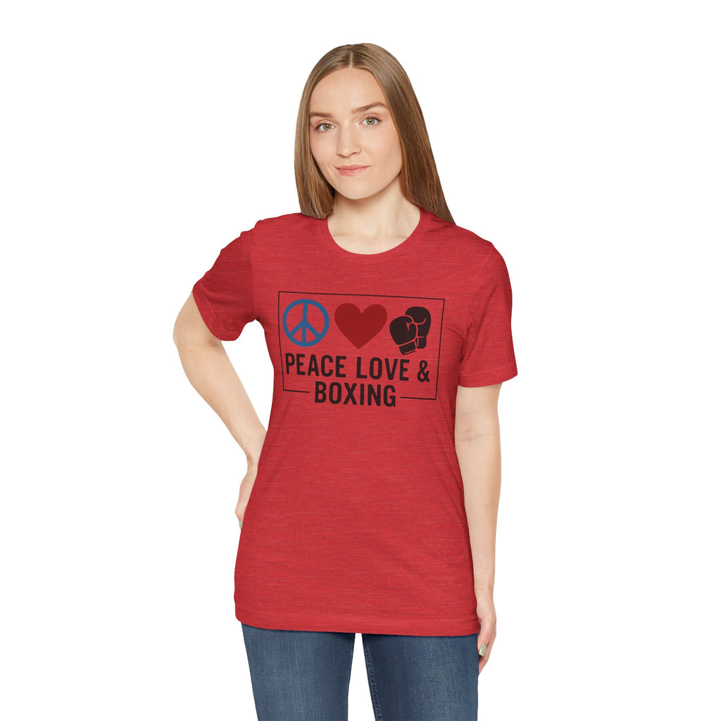 Unisex Jersey Short Sleeve Tee - Peace Love & Boxing T-Shirt