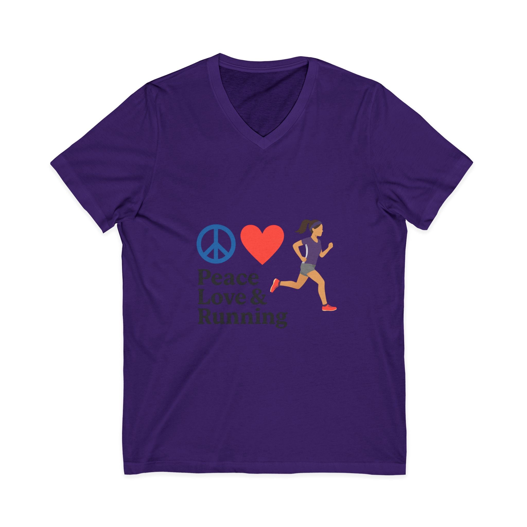 Peace Love & Running V-Neck Tee