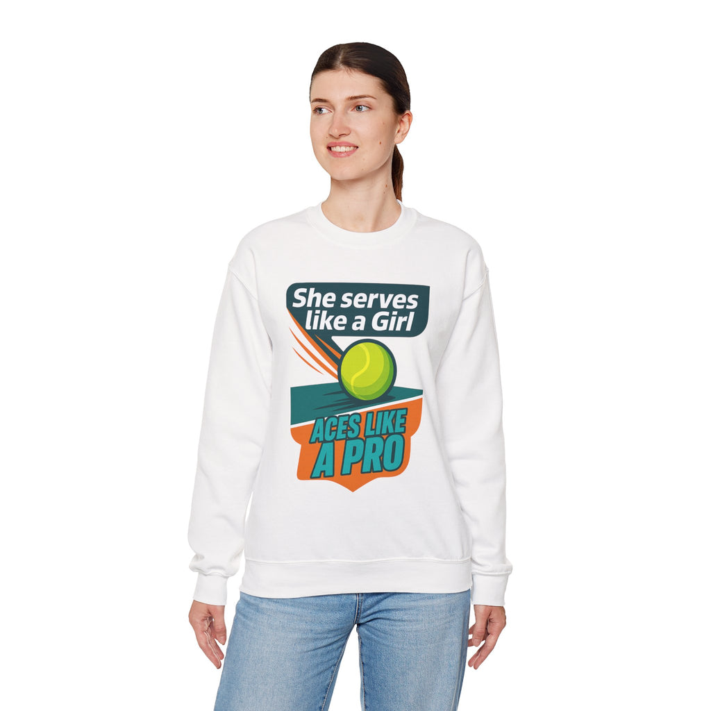 She Serves Like A Girl Sweatshirt, Unisex Crewneck
