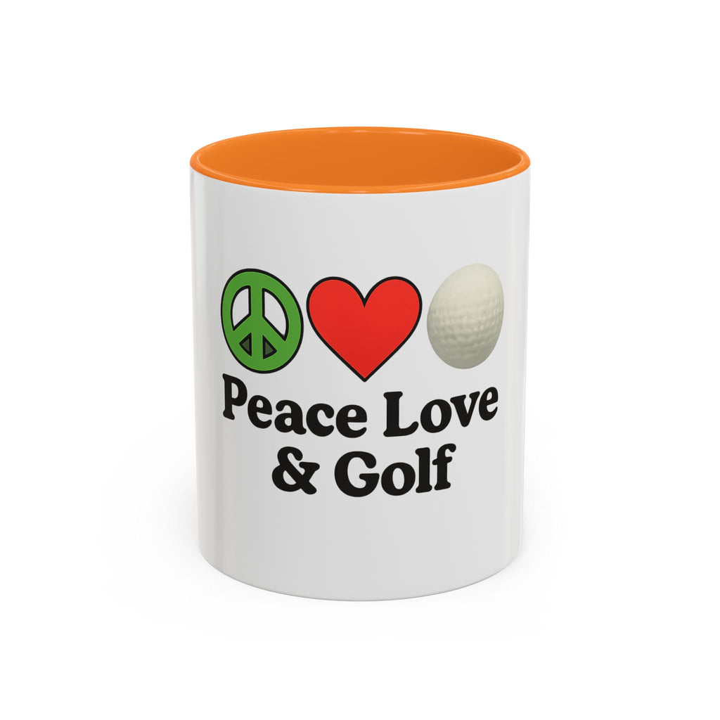 Peace, Love & Golf Mug - Colorful Ceramic Coffee Cup for Golf Lovers