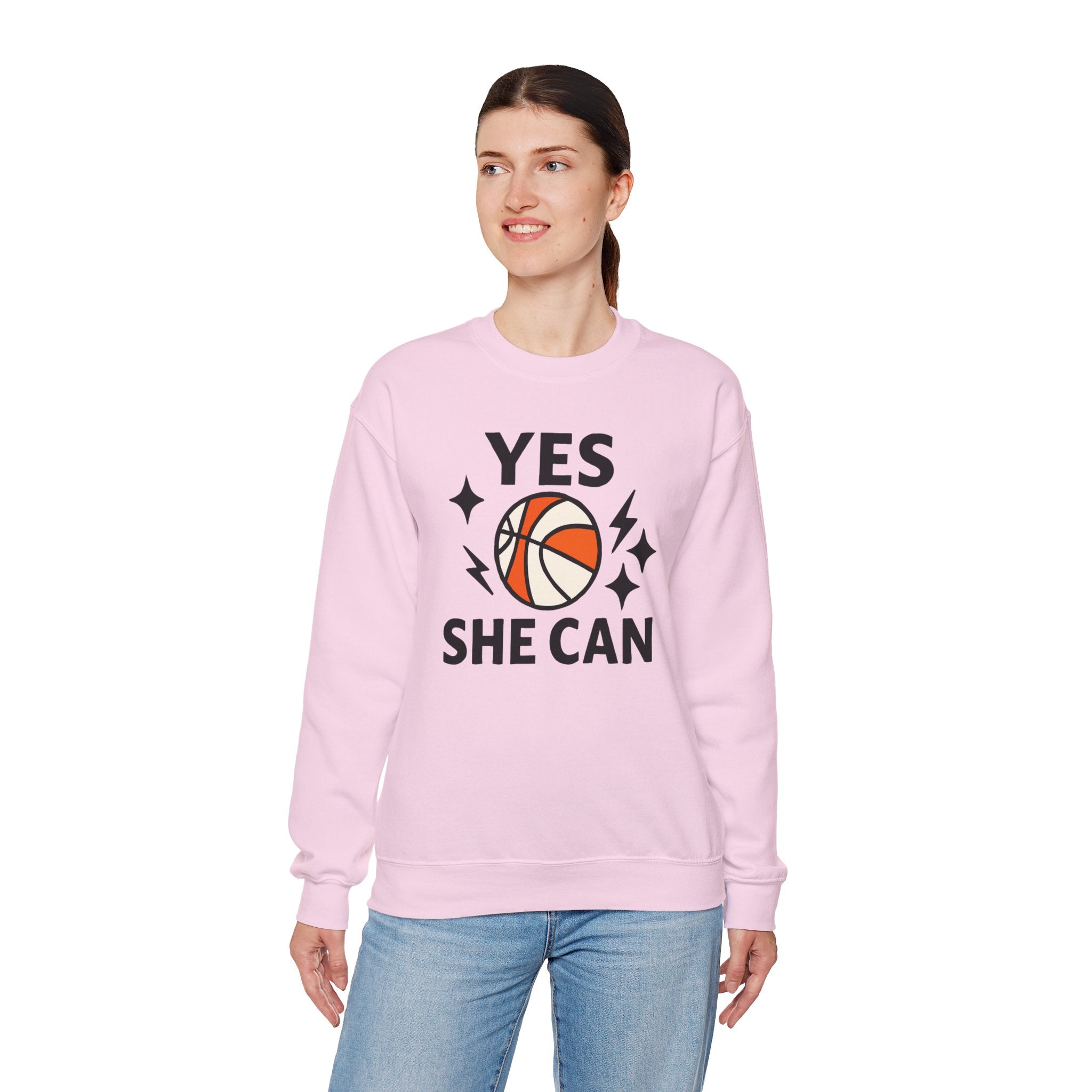 Yes, She Can Basketball Sweatshirt, Unisex Crewneck
