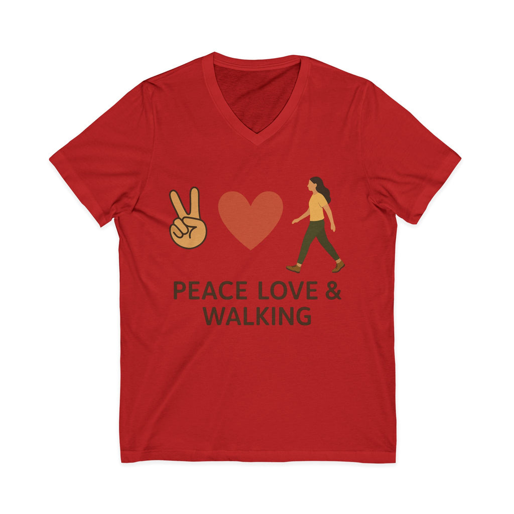 Peace, Love & Walking V-Neck Tee