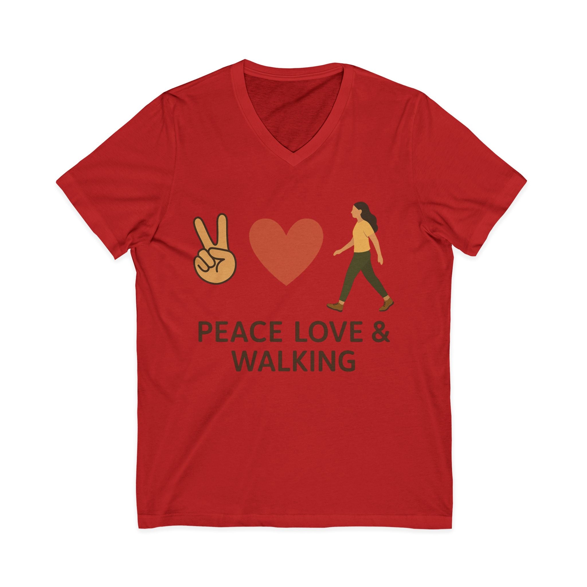 Peace, Love & Walking V-Neck Tee