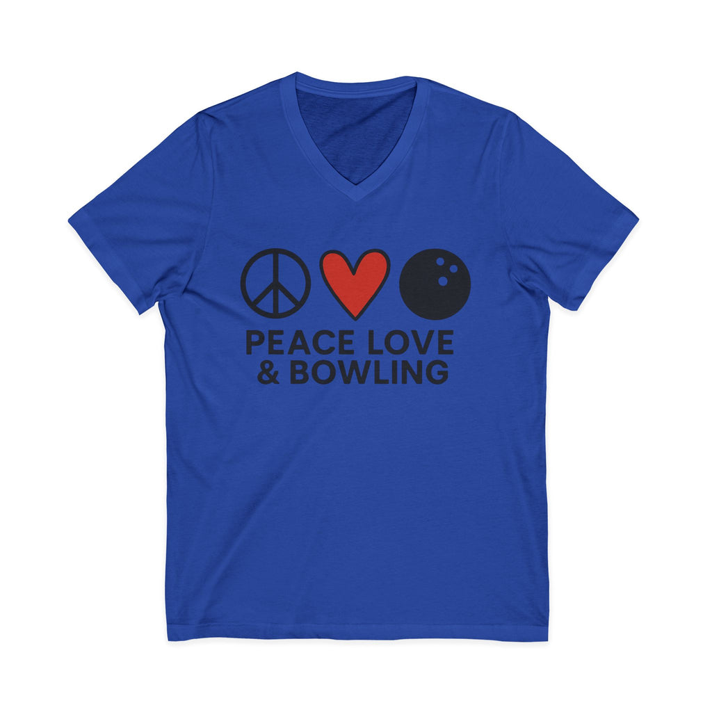 Peace, Love & Bowling V-Neck Tee