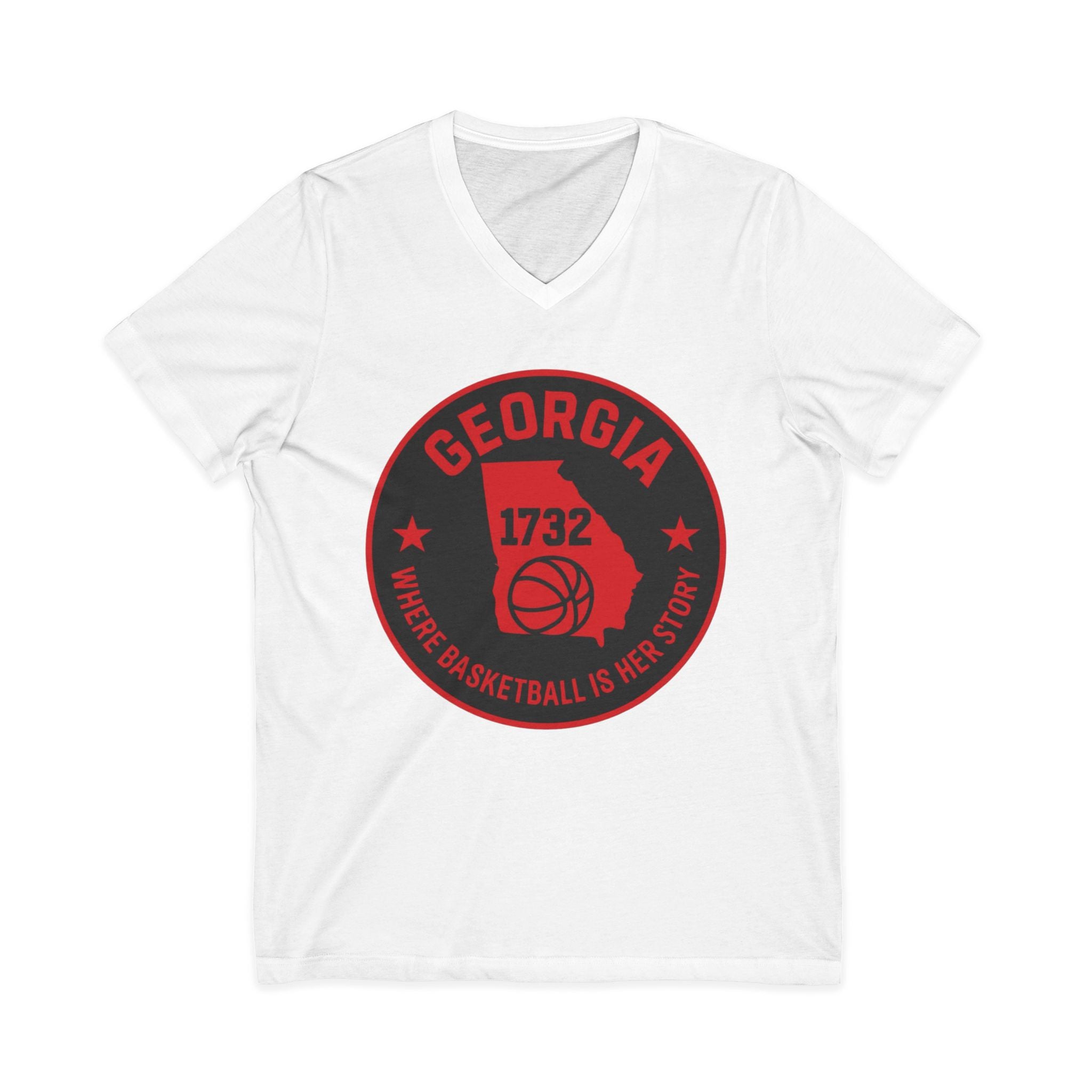 Georgia Basketball State Tee – '1732' Vintage Round Logo V‑Neck