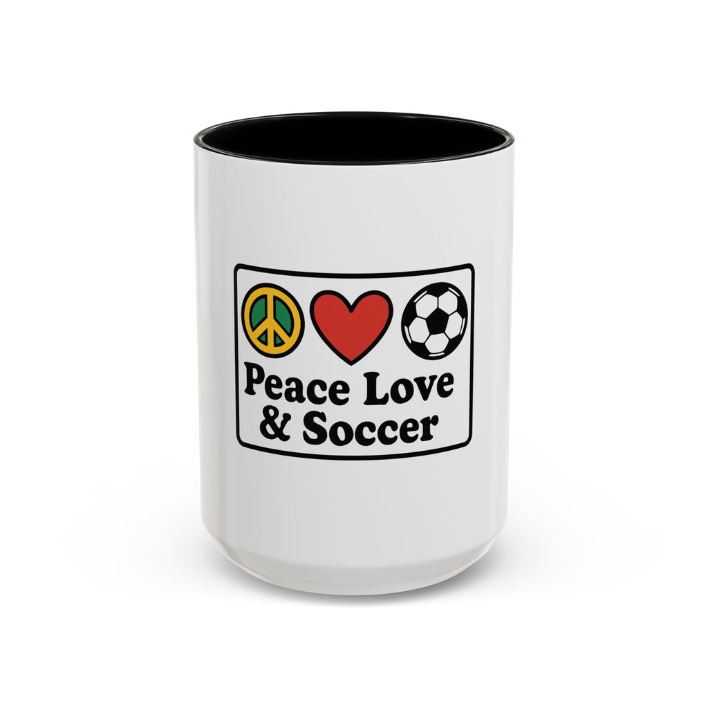 Peace Love & Soccer Coffee Mug - Fun Soccer Gift for Fans