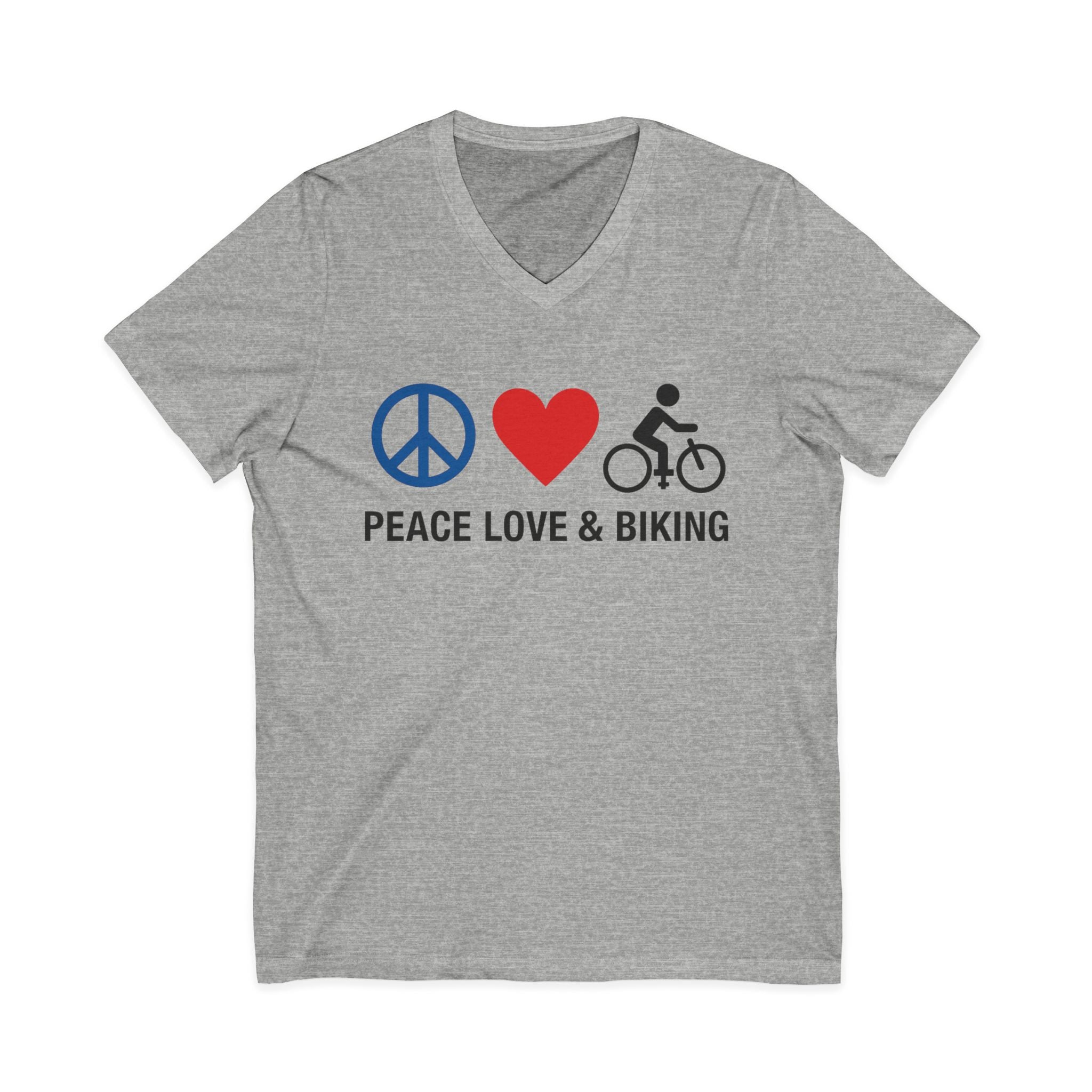 Peace Love & Biking V-Neck Tee
