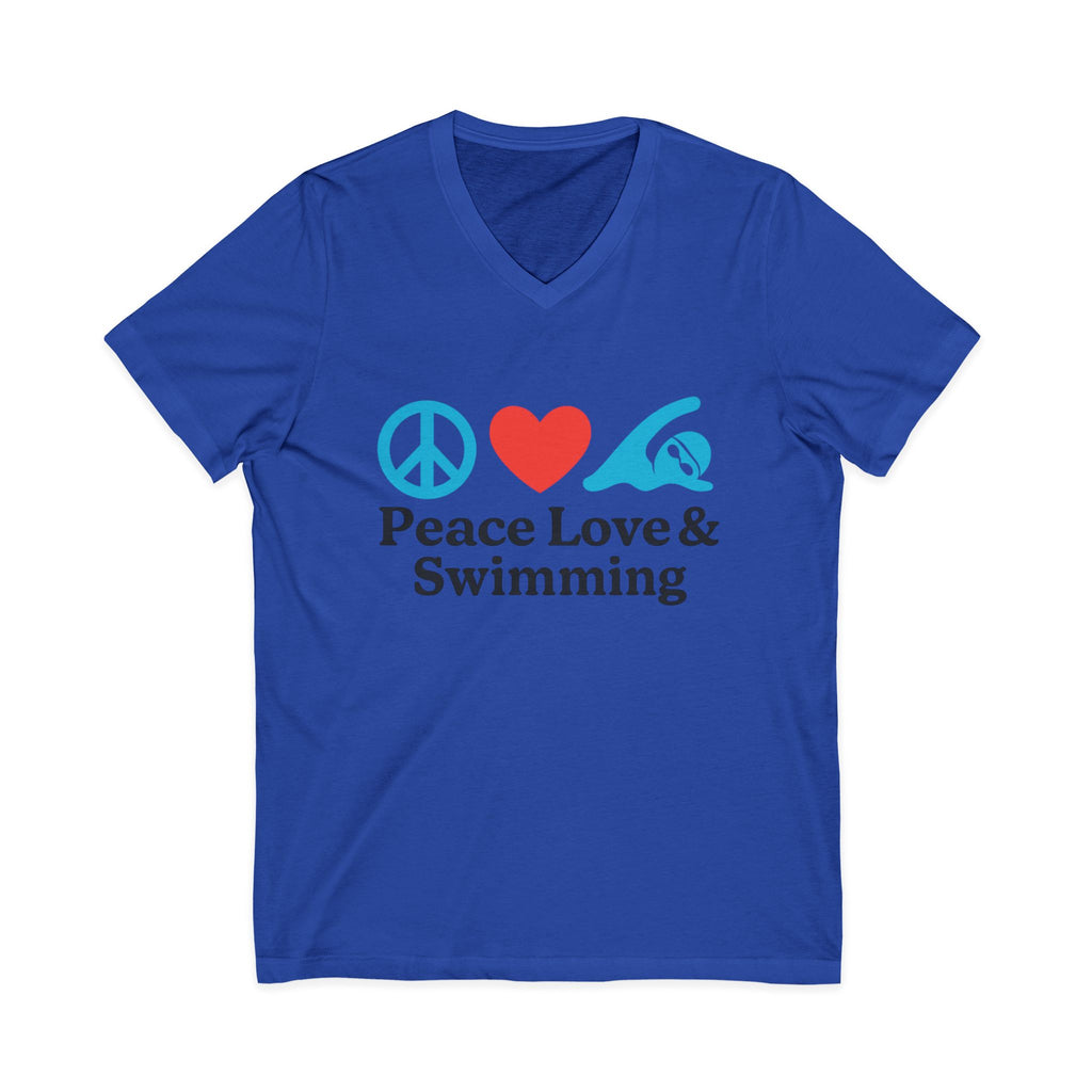 Peace Love & Swimming V-Neck Tee
