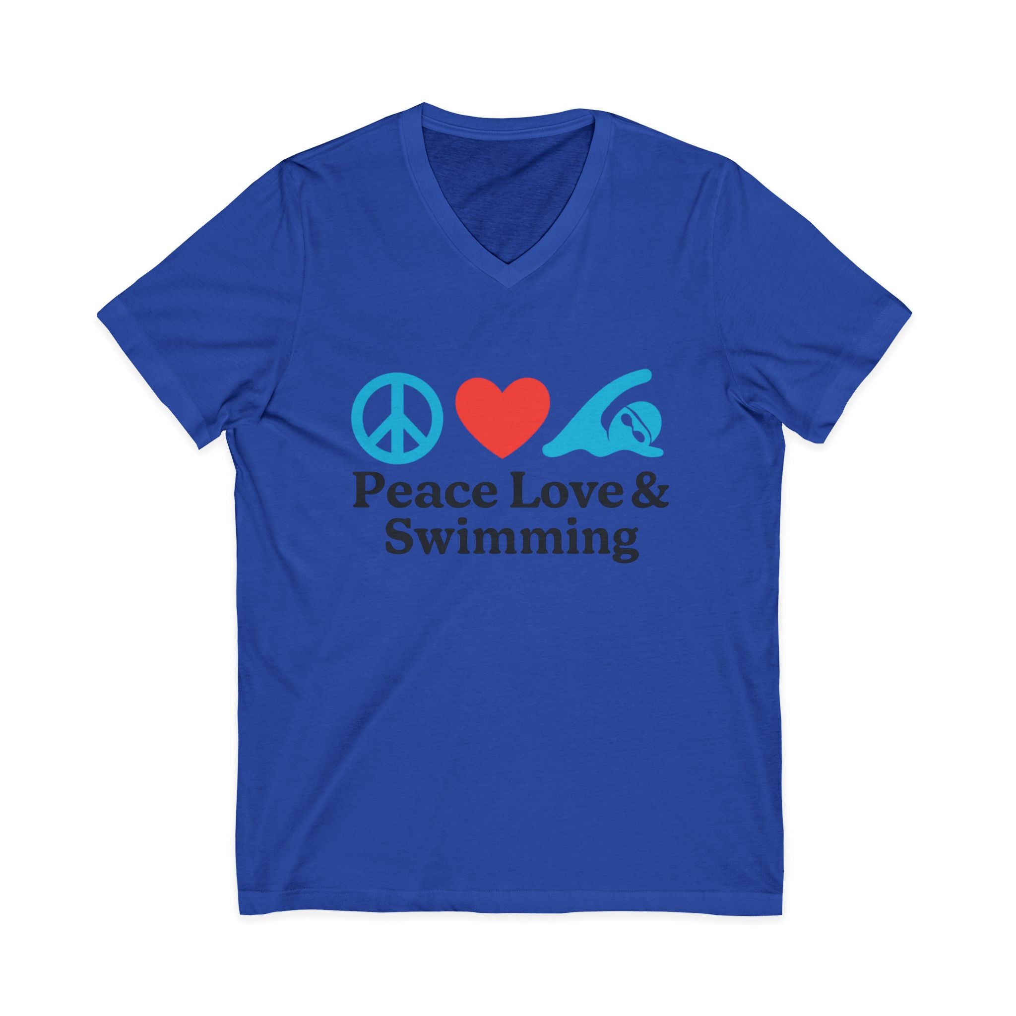 Peace Love & Swimming V-Neck Tee