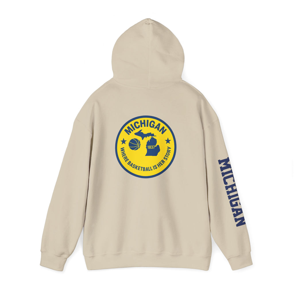 Michigan Basketball Hoodie - Home Is Where Basketball Is (Yellow/Navy)