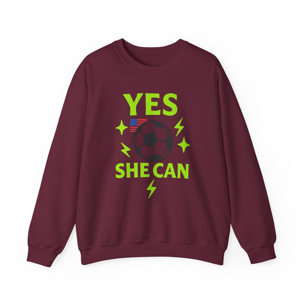 Yes, She Can Soccer Sweatshirt, Unisex Crewneck