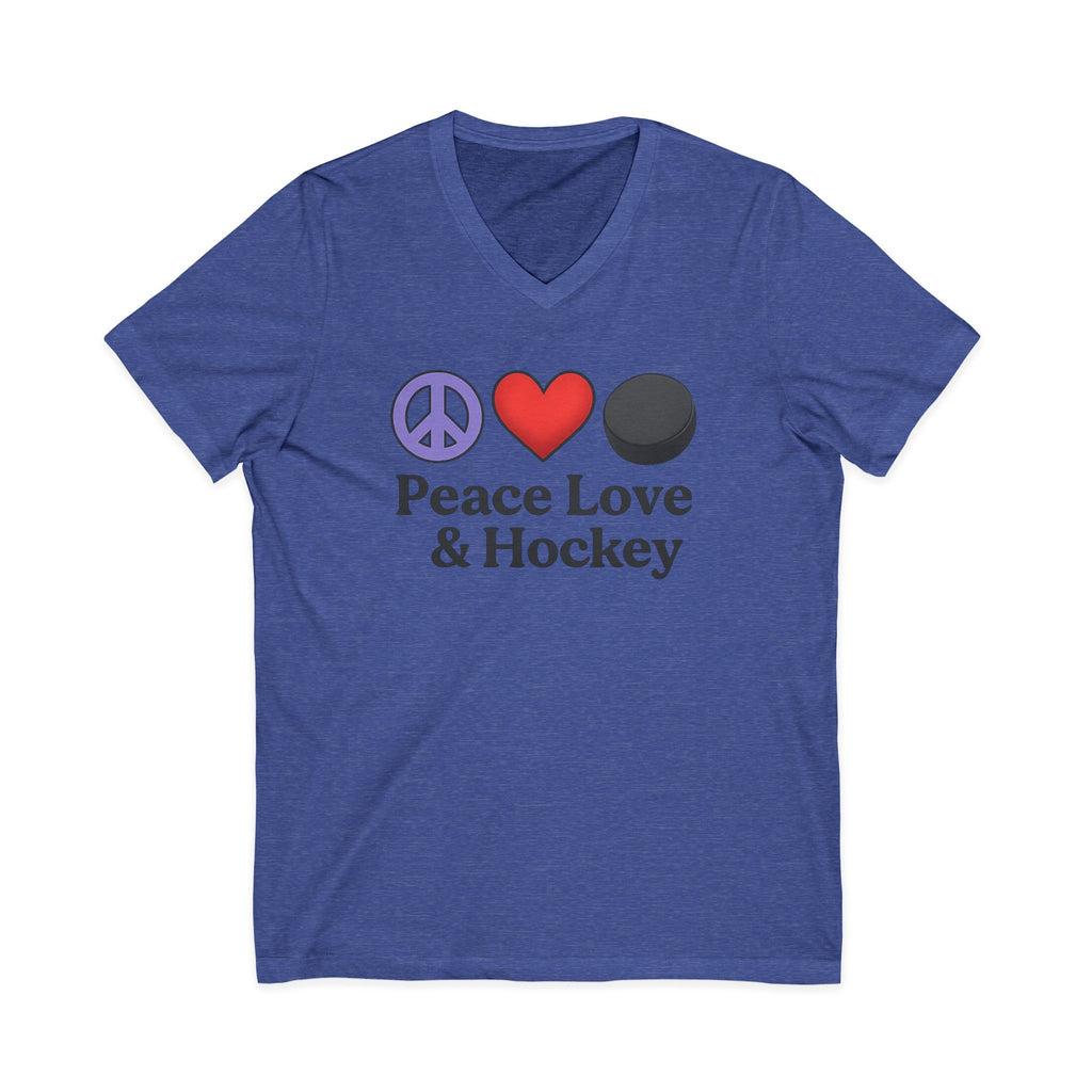 Peace Love & Hockey V-Neck Tee