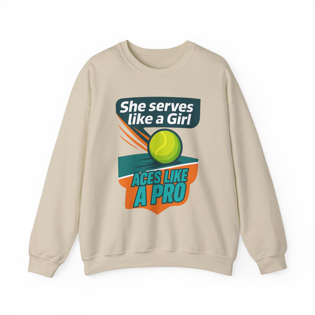 She Serves Like A Girl Sweatshirt, Unisex Crewneck