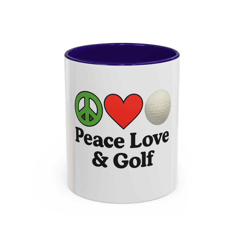 Peace, Love & Golf Mug - Colorful Ceramic Coffee Cup for Golf Lovers