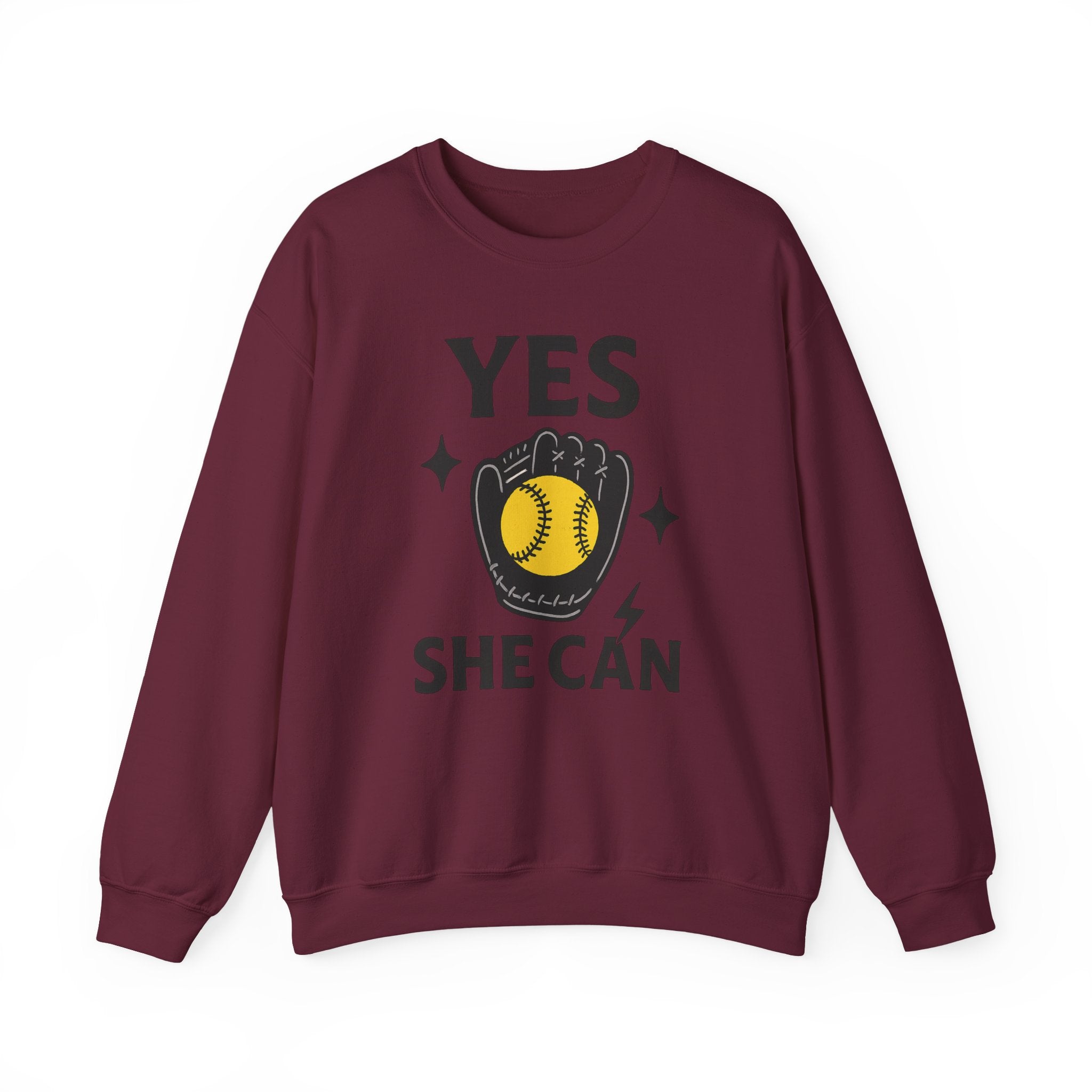 Yes, She Can Softball Sweatshirt, Unisex Crewneck
