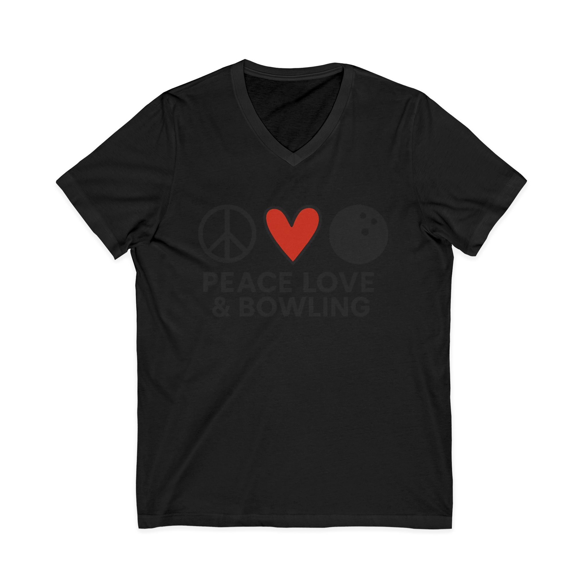 Peace, Love & Bowling V-Neck Tee