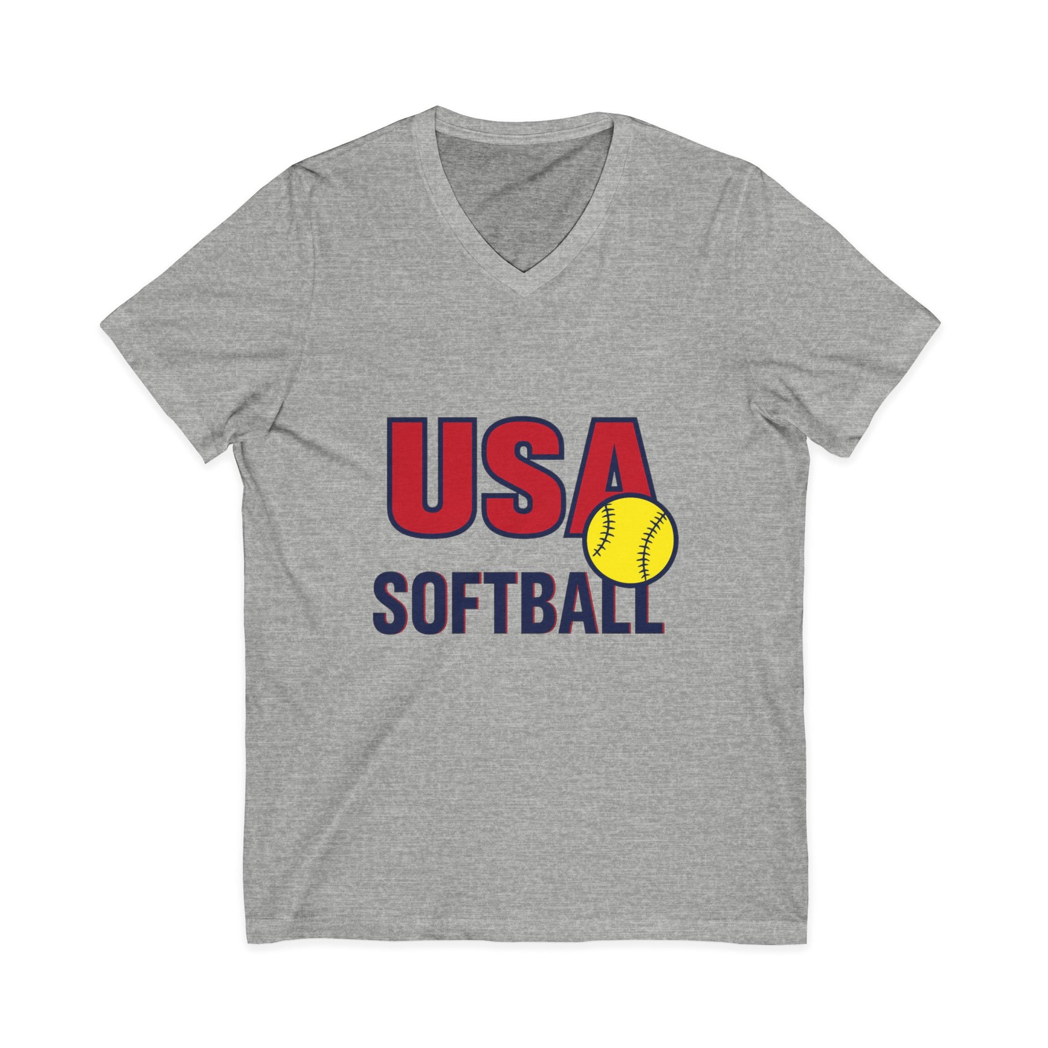 USA Softball V-Neck Tee for Sports Fans