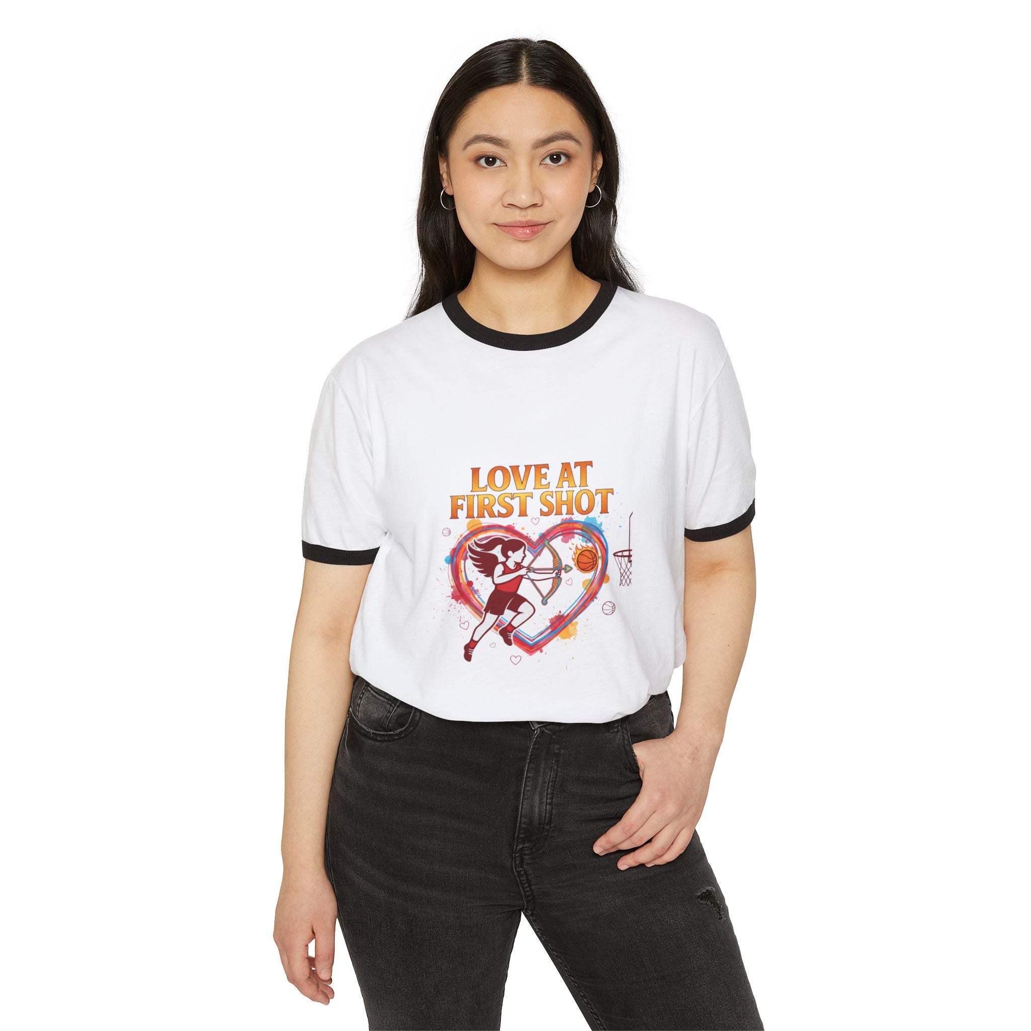 Love at First Shot Basketball Ringer Tee