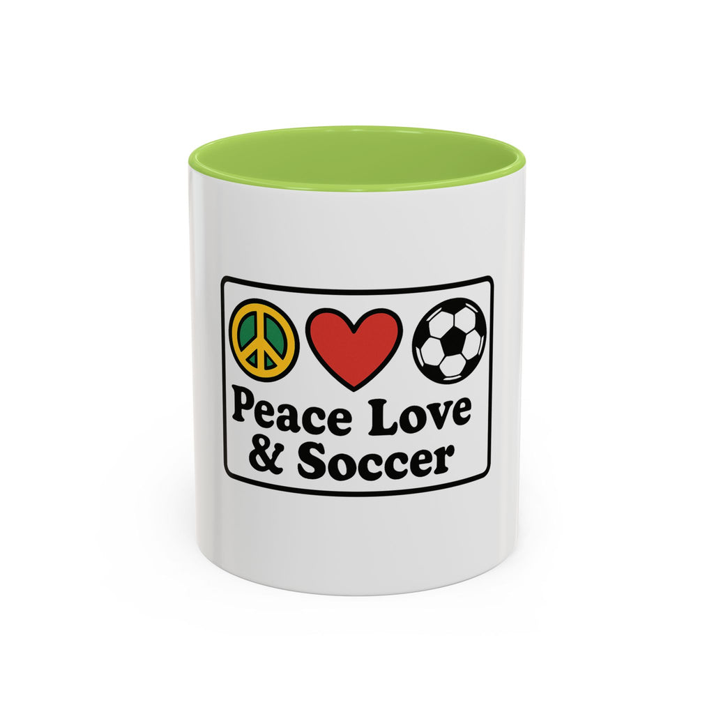 Peace Love & Soccer Coffee Mug - Fun Soccer Gift for Fans
