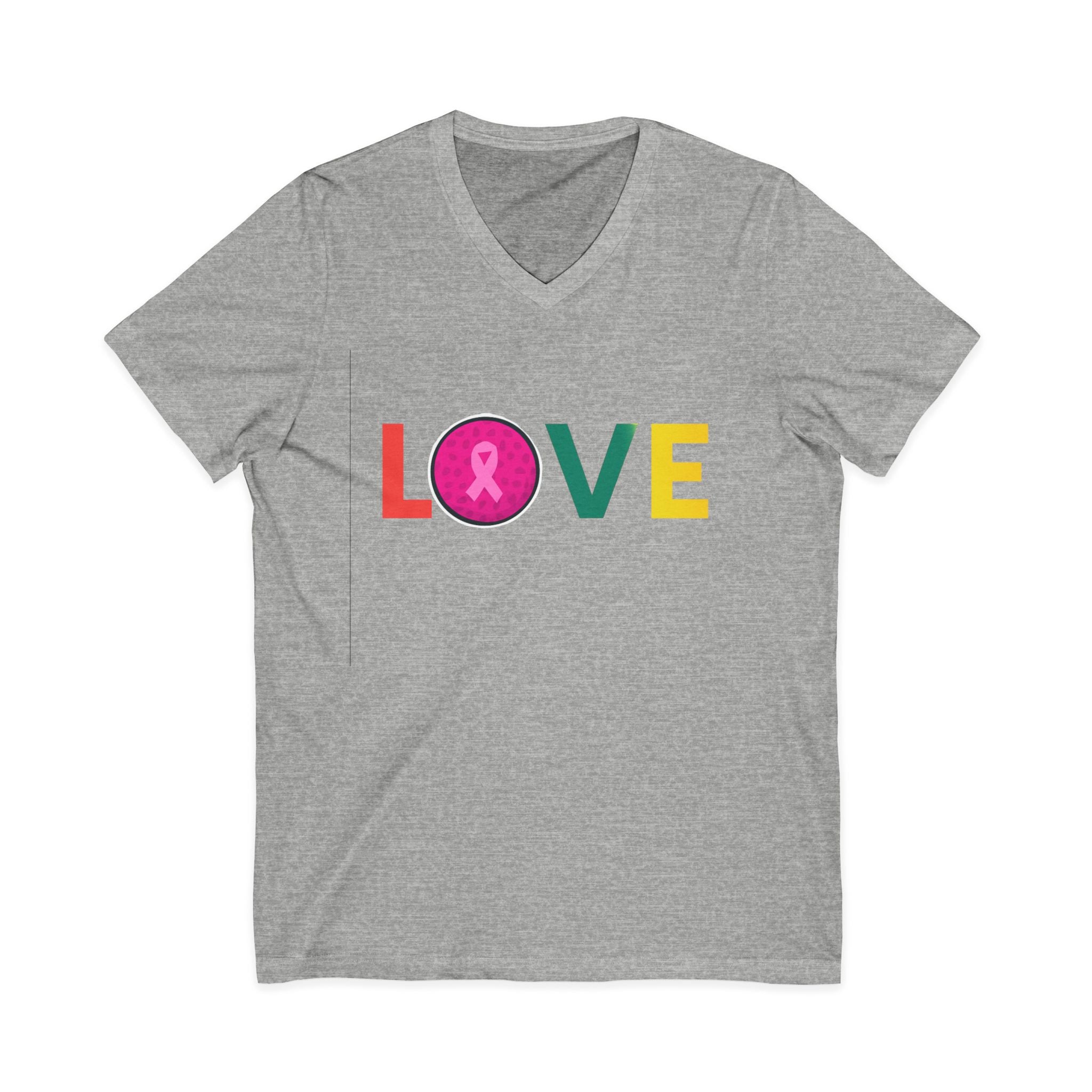 Love V-Neck Tee for Breast Cancer Awareness