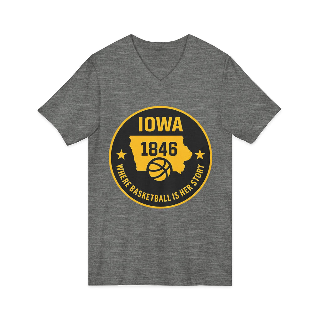 Iowa 1846 Basketball State Emblem V‑Neck Tee