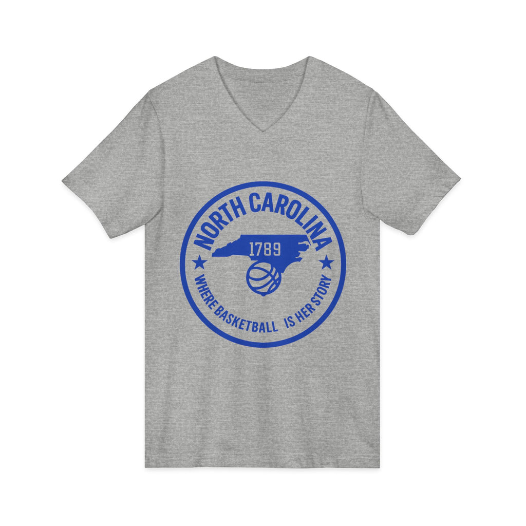 North Carolina Basketball V-Neck Tee — "Where Basketball Is Her Story"
