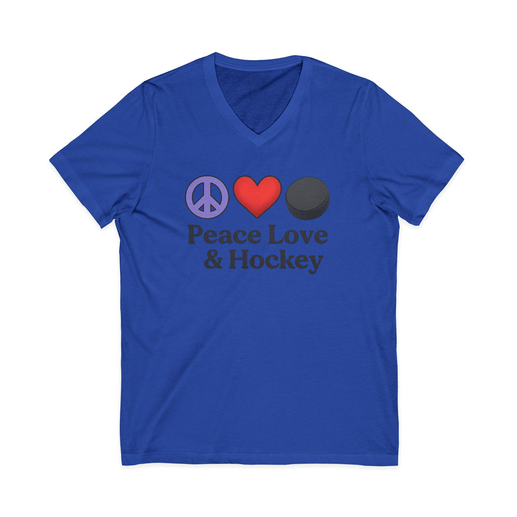 Peace Love & Hockey V-Neck Tee