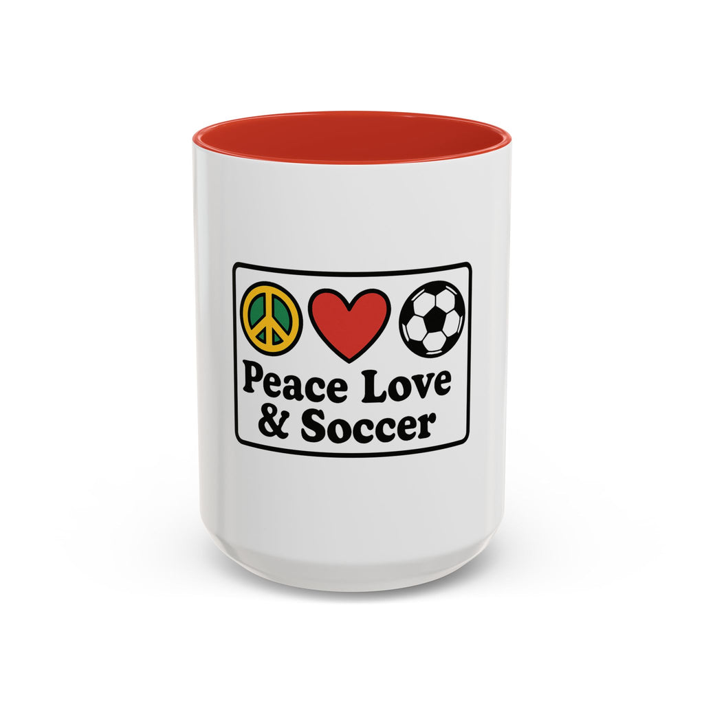 Peace Love & Soccer Coffee Mug - Fun Soccer Gift for Fans