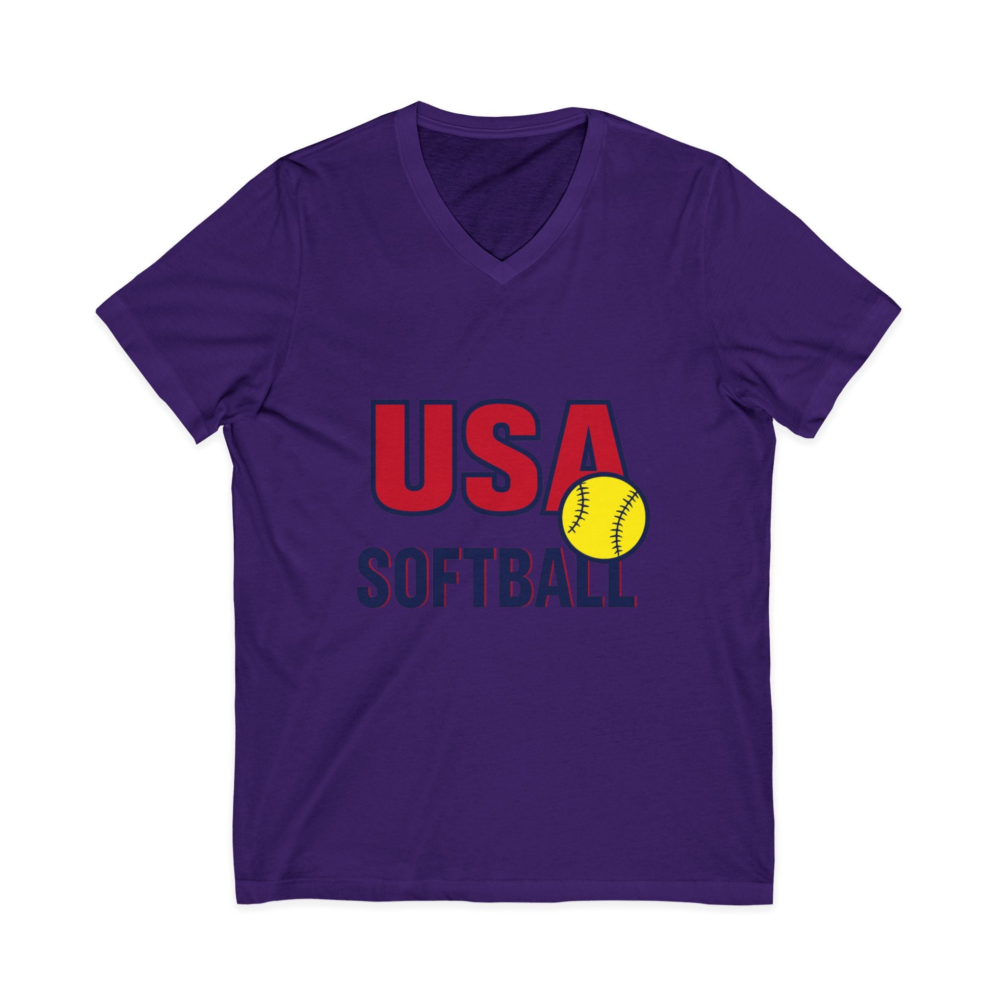 USA Softball V-Neck Tee for Sports Fans