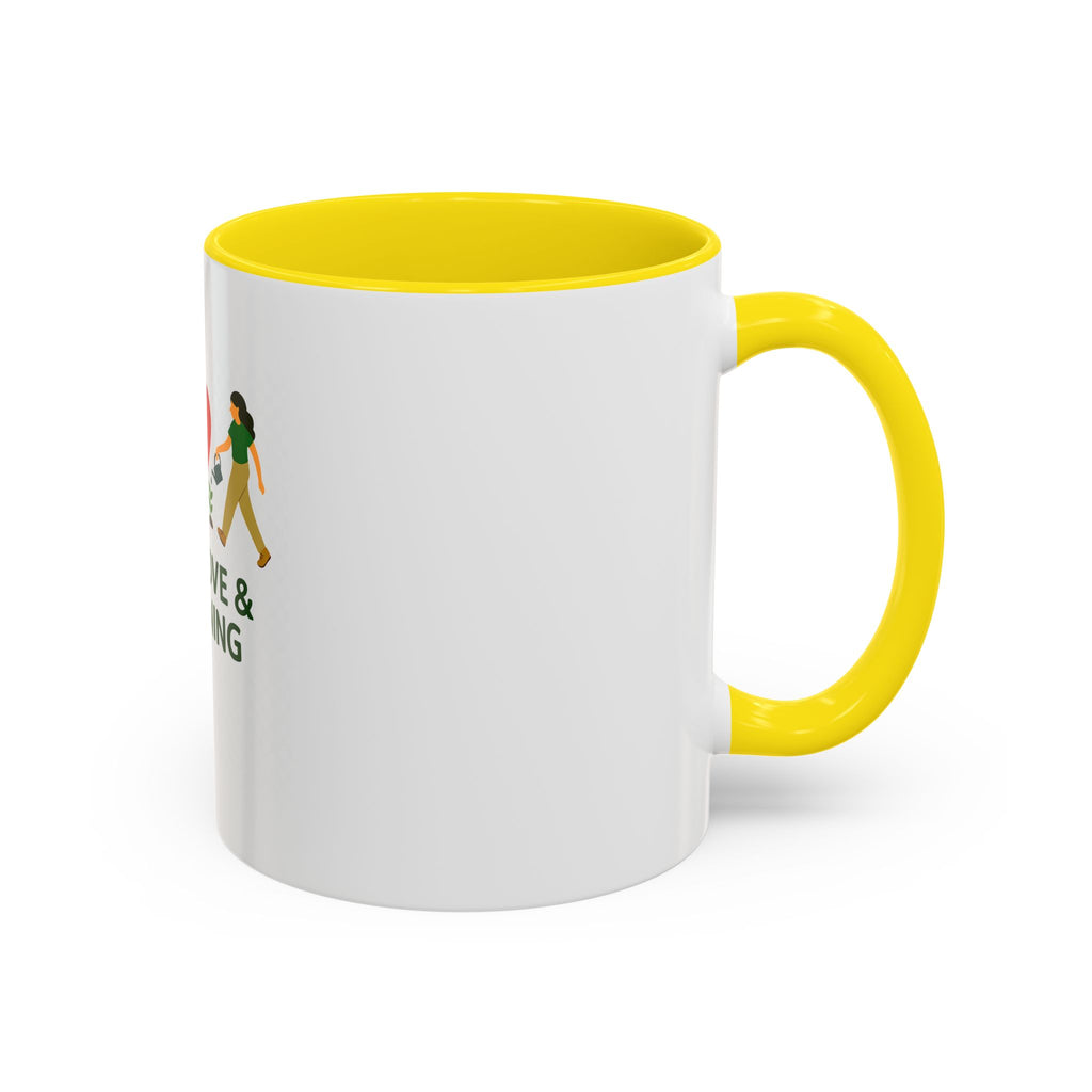 Peace, Love & Gardening Accent Coffee Mug — Gardener Gift (11/15oz)