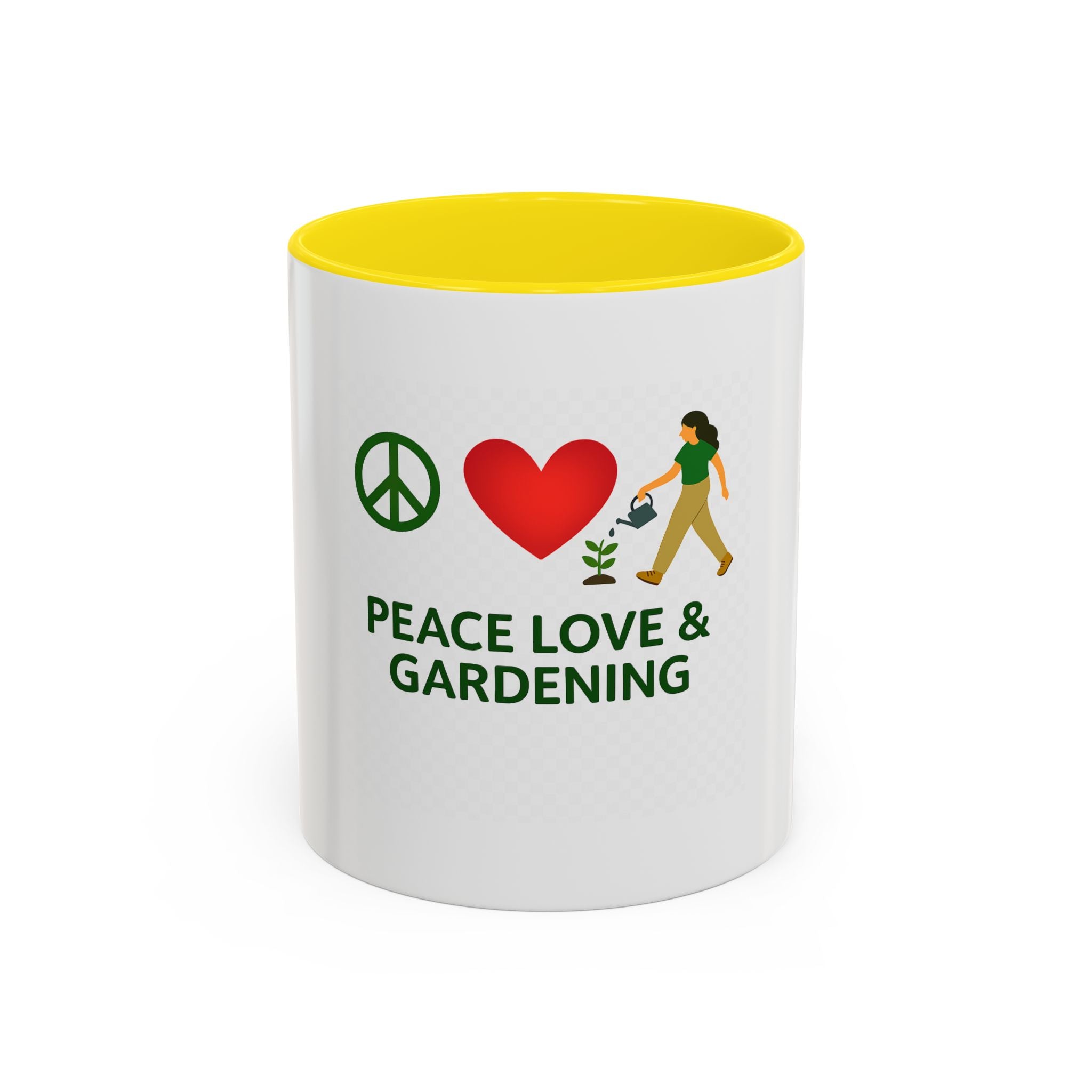 Peace, Love & Gardening Accent Coffee Mug — Gardener Gift (11/15oz)