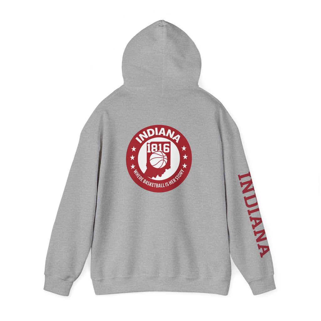 Indiana Basketball Hoodie — 1816 Retro State Emblem Sweatshirt