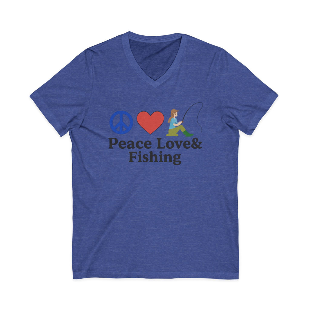 Peace Love & Fishing V-Neck Tee
