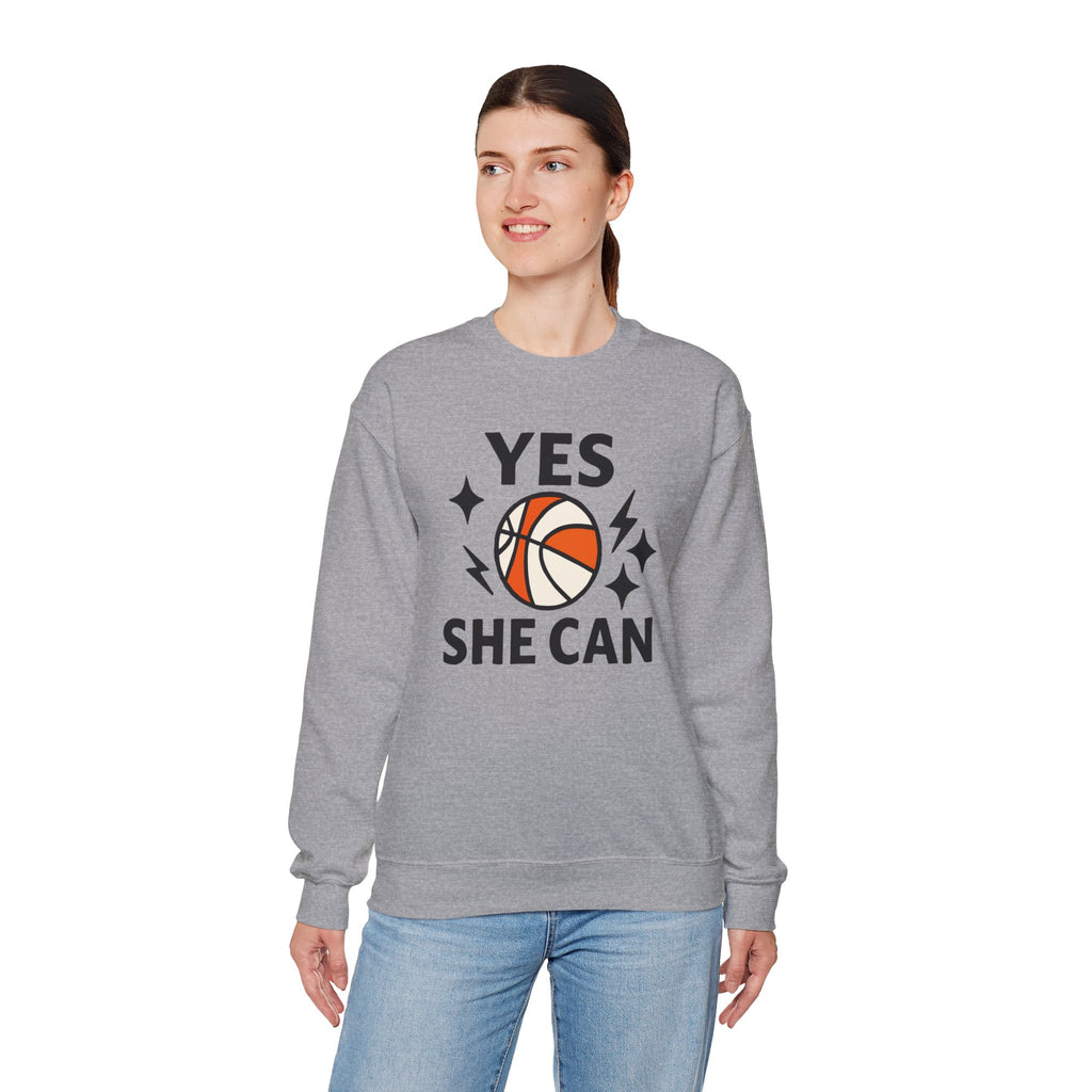 Yes, She Can Basketball Sweatshirt, Unisex Crewneck