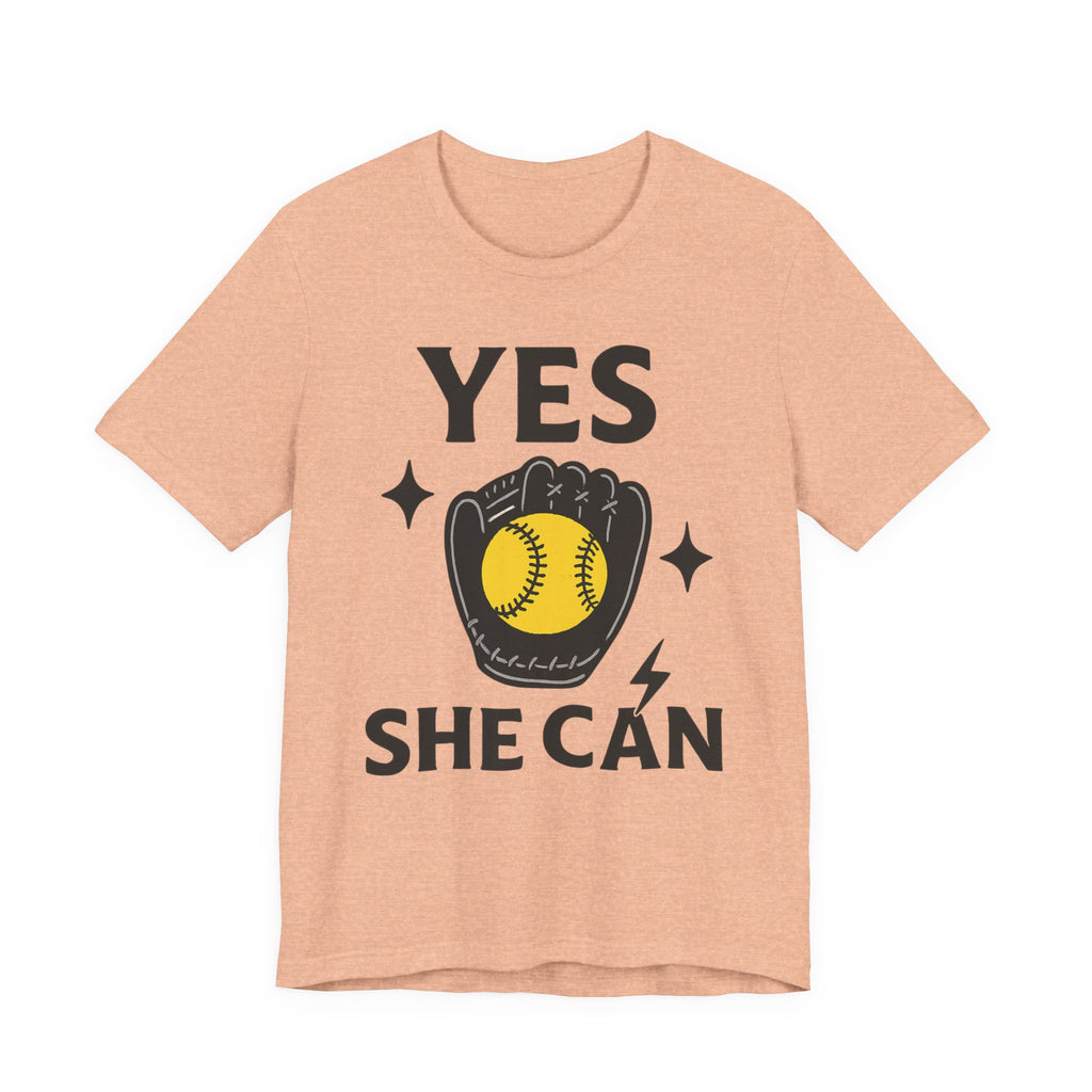 Yes, She Can Softball Unisex Tee