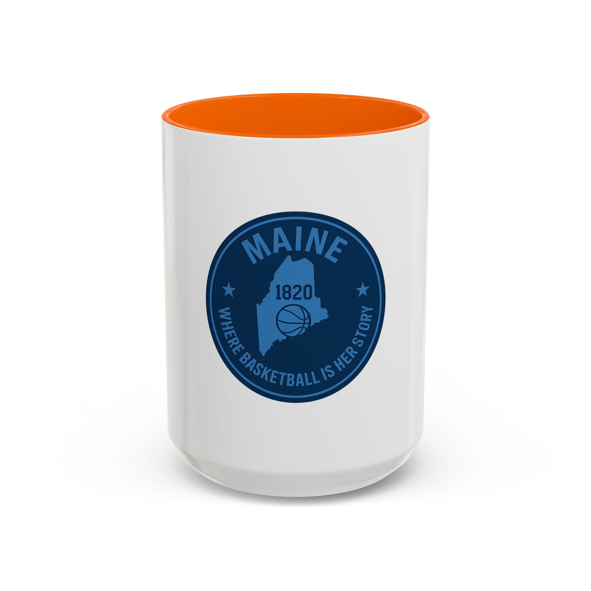 Maine Basketball Mug – 'Where Basketball Is Her Story' Accent Coffee Cup (11/15oz)