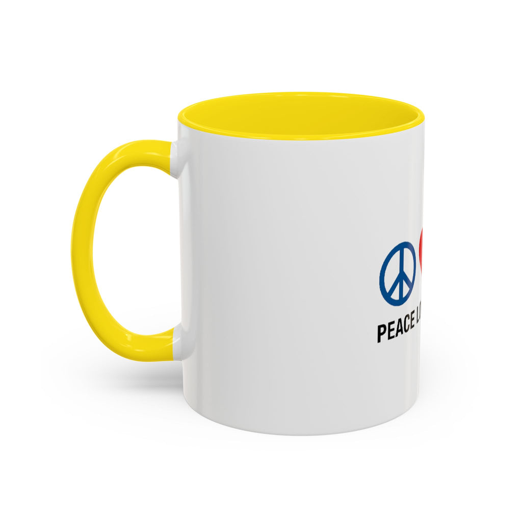 Peace Love & Kayaking Accent Coffee Mug — Kayaker Gift, 11/15oz